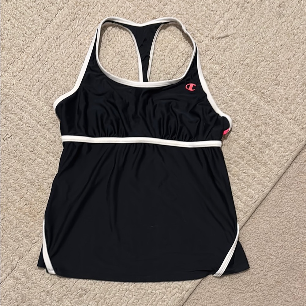 Champion Black and White Tank Top Large, Pink accent